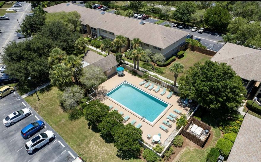 This 2/2 Concrete Block Condo is located on 2nd Floor. Tile though out, Carpet in Bedrooms. Big Screen in Porch overlooking wooded area. Updated kitchen cabinets. Great Investment Opportunity or Vacation Home. Condo fees include water & Internet, Community Pool, plus more. Grounds are well maintained. Unit comes with all Appliance including Washer/Dryer and Property Management onsite.