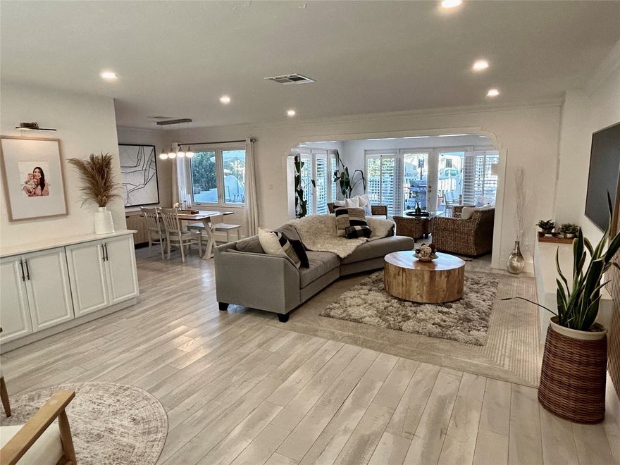 Live the Florida lifestyle in this beautiful 3-bed, 2-bath pool home on a water lot w private dock. Enjoy a fully fenced backyard with low-maintenance turf and optional child safety gate — perfect for relaxing & entertaining. Inside, you'll find vinyl flooring, an updated kitchen with quartz countertops & stainless steel appliances, & renovated bathrooms. Impact windows & doors & split-bedroom layout. The converted garage serves as a versatile bonus room with A/C — ideal for home office, playroom, or guest space. Additional storage is available in side shed. Filled with natural light and located on a quiet street just minutes from beaches, shopping, dining, & A-rated Floranada Elementary School. Pets are welcome. Pool & yard maintenance are included. Available furnished or unfurnished.