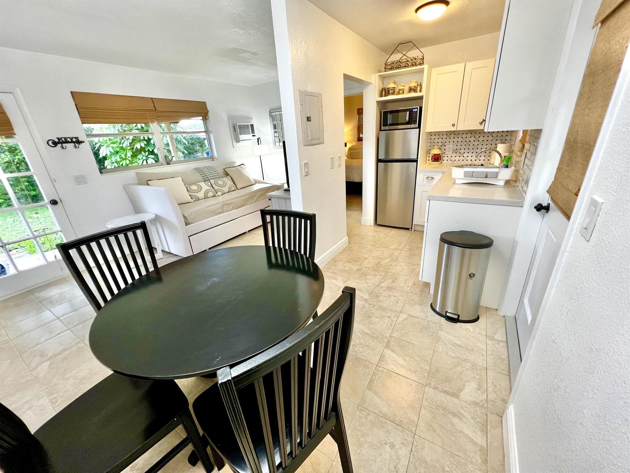 The cutest separate one bedroom cottage nestled in 7 acres in the Little Ranches equestrian community for seasonal rental. Located behind the Landlord's house, and surrounded by nature, this is a great staycation home. Recently renovated, with a bedroom, separate kitchen and living room, and all new furniture - presented turnkey. Friendly dog friendly. Tenant pays for pro-rated power, water, wifi/cable. May be possible to keep a few horses on pasture board on this property by season. There is a small washing machine, but no dryer.