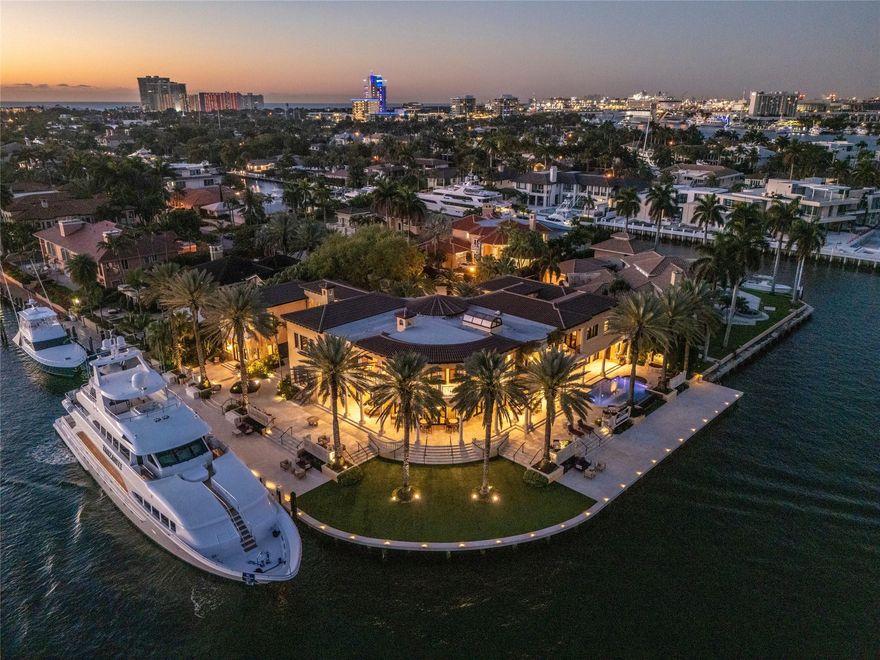 Exceptional Waterfront Point Lot! Main house extensively renovated/completed Sept 2025, which resulted in a remarkable transformation, creating a new & improved property in every way.2 story guest house gutted & renovated w/ all new Hurricane doors & windows in 2025. Most prestigious waterfront & gated community in the County. This exclusive estate offers 343' of waterfront w/170' of private protected dockage. Deep water & close to port. Perfect for yachting enthusiasts. 14,000+ SF under A/C. 6 bedrooms, 8 bathrooms & 5 half baths designed with utmost attention to detail. Glass elevator & full-house generator.4 car garage capable to convert to 8 car. Dockage amenities & details are quite impressive. Harbor Beach Residents enjoy 24/7 surveillance & 300' private ocean with a private marina.