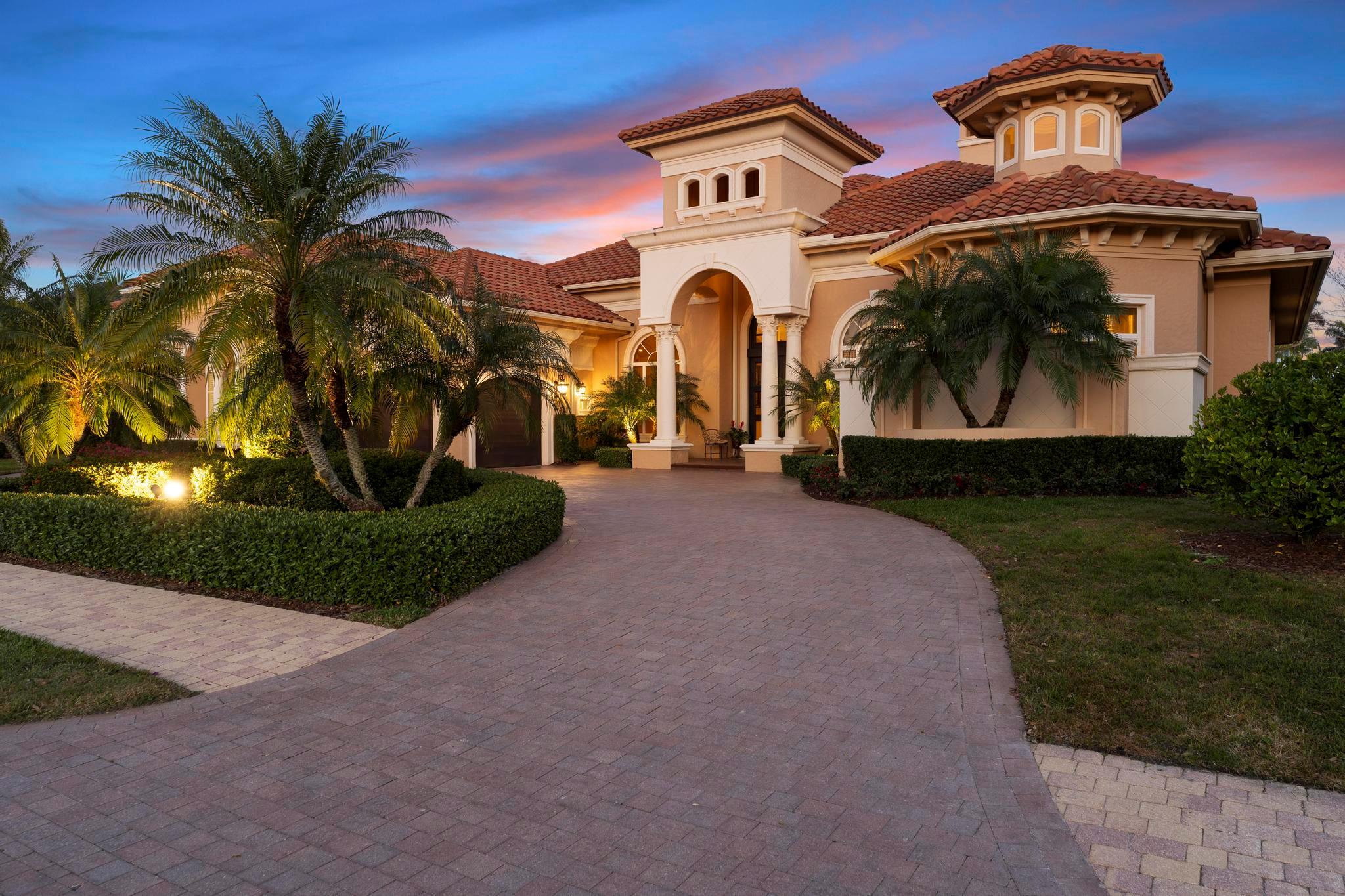 Discover the perfect blend of elegance and privacy in this exceptional home by renowned builder Jimmy Casto. Situated on the coveted second hole of Tesoro's Palmer course, it offers breathtaking views and rare seclusion. Step through the sunlit entrance into over 4,000 sq ft of meticulously designed single-level living. With soaring ceilings and exquisite woodwork, this residence is an entertainer's dream, blending luxury and comfort throughout. Embrace the Tesoro lifestyle with a Junior Olympic-sized pool, 11 pickleball courts, 9 tennis courts, a rejuvenating spa, the prestigious Palmer golf course, and an inspiring clubhouse.