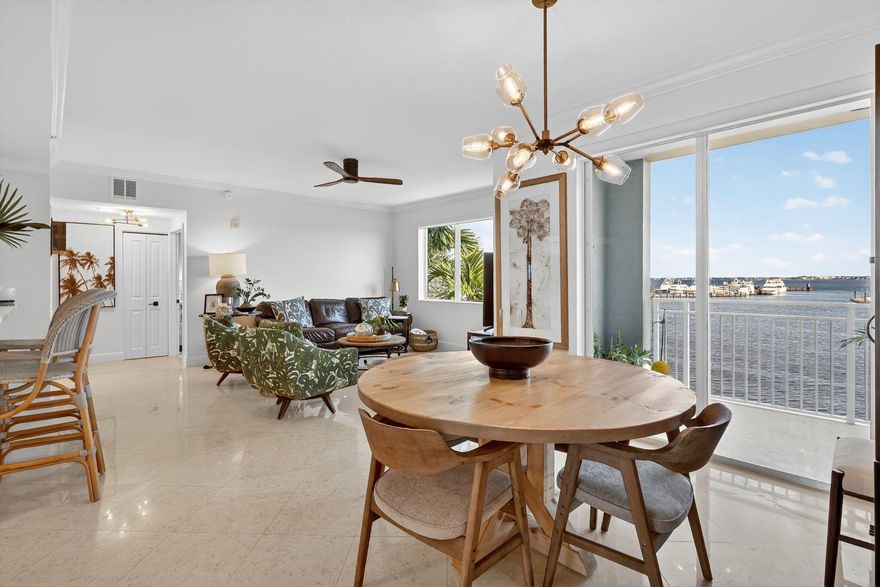 Live the ultimate boater's lifestyle at Harborage Yacht Club! This stunning 2-bedroom, 2-bath condo overlooks the St. Lucie River and marina, offering breathtaking water views from your private balcony. Perfect for boaters, this resort-style community features a deep-water marina with ocean access and no fixed bridges, slips available for lease. Inside, enjoy an open-concept layout with tile floors, quartz countertops, stainless steel appliances, and spacious bedrooms.Relax and unwind with top-tier amenities including two heated pools, hot tub, fitness center, full-service spa, clubhouse, and on-site waterfront restaurant. Ideally located minutes from historic downtown Stuart, shopping, dining, and beaches. Experience waterfront living at its best.