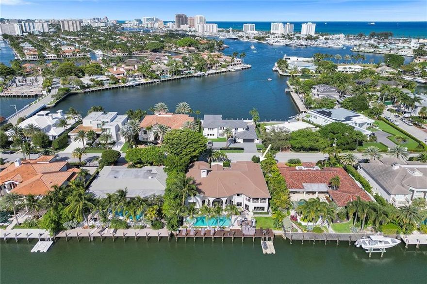 Imagine the luxurious life you can live in this fully renovated waterfront estate where modern and traditional elegance blend seamlessly from room to room. With extraordinary finishes and over 8,000 SF under air, this is the best value in Harbor Beach. Soaring ceilings and open floor plan make this home perfect for entertaining. Entertaining is easy in this dreamy chef's kitchen with custom Italian cabinetry by Cesare, waterfall countertops, and walk-in pantry. After dinner, take the dramatic staircase or your commercial grade elevator to the owners suite featuring a spa bathroom and his & hers walk in closets. New dock on 100' WF. Three car garage. Private Beach Club and Marina. Enjoy beautiful views of amazing estates across the ultra wide canal. Newer Roof.