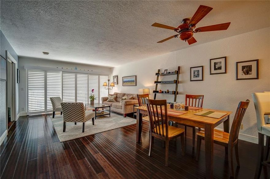 Beautiful 2/2 condo in a very desirable location just steps away from Willingham Park and a quiet section of Fort Lauderdale beach. For those who want to walk along the beach, relax by a pool, or dine at the nearby oceanfront restaurants, this is ideal. The condo features a stunning dark hardwood bamboo floor, plantation shutters, in-unit washer/dryer, a wine-cooler, and a 2nd bedroom that could double up as a media room/office. Both bedrooms have ensuite bathrooms. Amenities include a pool, a gymnasium, secure covered gated parking (and guest parking). This is an extremely well-priced apartment in comparison to the comps and would make the perfect 'beach-lovers' home or as a rental. Refrigerator 2019, AC 2017, roof 2017 and washer/dryer 2016. Check out the photos and 3D tour.