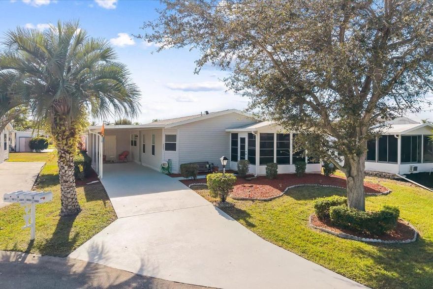 Welcome to your happy place in the fun-filled Savanna Club 55+ community! Tucked away on a quiet cul-de-sac, this partially furnished 3 BR, 2BA home offers the perfect blend of comfort and carefree Florida living. Enjoy a split floor plan, an eat-in kitchen for casual mornings, a formal DR or enclosed lanai ready for entertaining new friends. Best of all, you're just a minute's walk to the action—2 clubhouses, restaurant, 3 sparkling pools, 3 fitness centers, and endless activities are practically at your doorstep. Whether you're looking for a full-time retreat or a sunny seasonal escape, this home delivers sunshine, convenience, and the vibrant lifestyle Savanna Club is famous for. Come for the weather—stay for the fun! All measurements approximate, buyer to verify. Land Lease