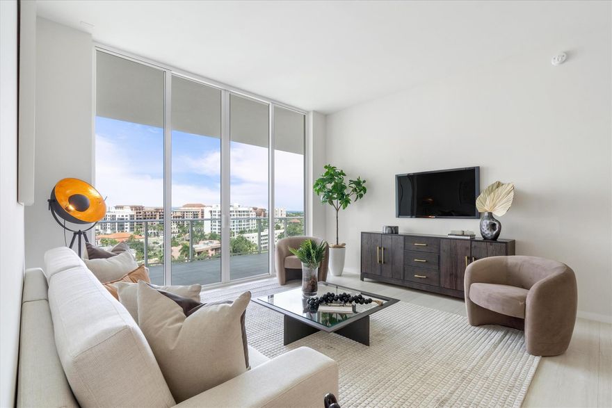 ALINA Residences Penthouse 14 beautifully blends chic sophistication, impeccable design & stunning sunrises to make for the quintessential South Florida home. Sitting atop downtown east Boca Raton's most desirable luxury development, you will find this 2-bedroom plus den residence. Boasting private elevator, 11-ft ceilings, ocean views, electric shades & an abundance of alluring natural light, this residence truly has it all. Wake up to the tranquility of lush landscape & ocean views, entertain in its Chef Kitchen with Miele appliances, extended island & wine fridge or sit on the oversized terrace & enjoy the city's captivating lights. ALINA offers impressive amenities including two spas, fitness, residence lounge, a rooftop pool & jacuzzi & 32,000 square feet of inviting outdoor space