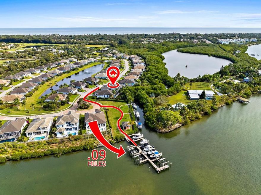 Calling boaters who thought a newer, near-riverfront home w/dock was out of reach! Custom 4B residence on estate-sized .38AC uber private preserve lot w/dock, located just 1 lot from marina = like riverfront -- at only 25% of the cost! 178K in upgrades incl pool/spa w/enclosure by APEX of Jupiter! 4 Beds, flex open plan w/2.5 garage for golf cart/gym/workshop! Luxe details, 10' quartz island; wine bar; fine fit + finish, faucetry, closets + ceiling details. Dues incl yard work, gated entry, clubhouse/fitness/riverfront gazebo w/beach nearby via sidewalk! Offered below replacement cost! A gem!