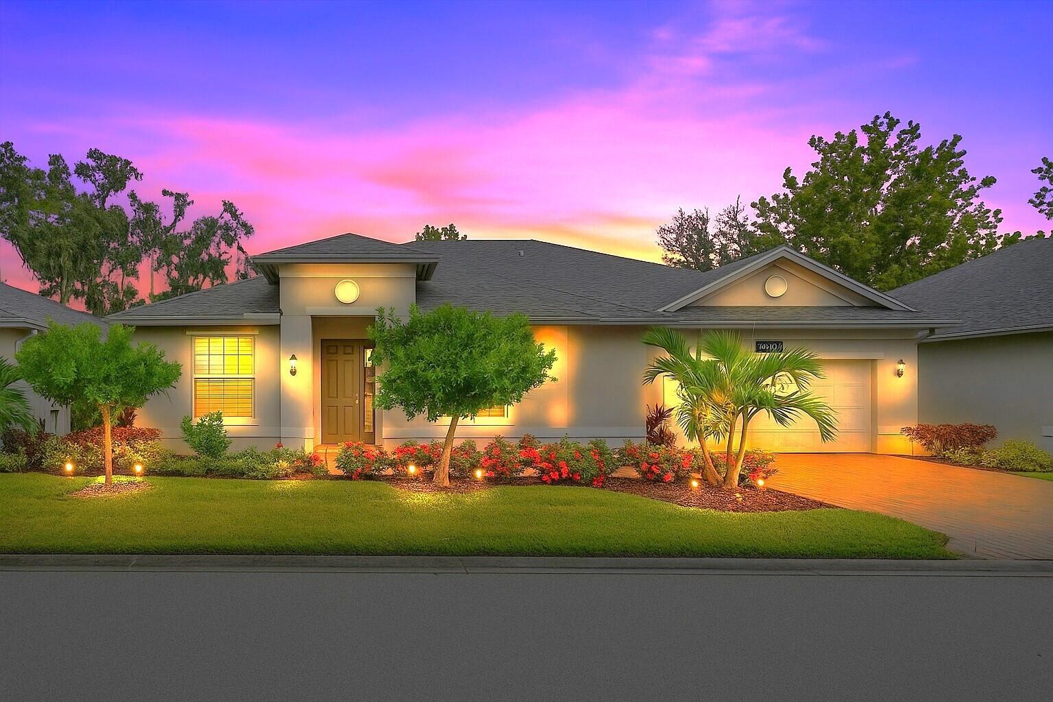 Welcome to Bella Rosa, a sought-after gated community in Vero Beach. This beautiful new construction home offers 3 bedrooms, 2 full bathrooms, and an oversized 2-bay garage. Designed with soaring ceilings and a split floor plan, the residence features tile flooring throughout, impact windows and doors, and an open layout ideal for modern living. The gourmet kitchen shines with upgraded stainless steel appliances, granite countertops, a large walk-in pantry, abundant storage, and a center island with seating for 5-6 guests. The primary suite is a retreat with dual walk-in closets and a spa-inspired bath with dual vanities and a separate shower. Spacious guest rooms also include walk-in closets.
