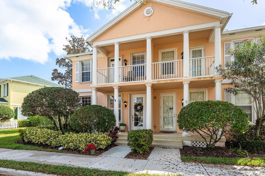 Located in the highly sought-after Cambridge at Abacoa community, this beautifully maintained single-family residence offers 3 bedrooms, 2.5 bathrooms, and a two-car garage in one of Jupiter's most desirable neighborhoods. The home features a spacious and inviting floor plan with a formal dining area and a kitchen that opens seamlessly to the family room, creating an ideal space for everyday living and entertaining. Sliding doors lead to a large screened patio, perfect for enjoying Florida's indoor-outdoor lifestyle. Upstairs, the primary suite offers a private retreat complete with two walk-in closets and a charming balcony. Two additional generously sized bedrooms share a full bathroom, providing comfort and privacy for family or guests. Additional highlights include accordion hurricane