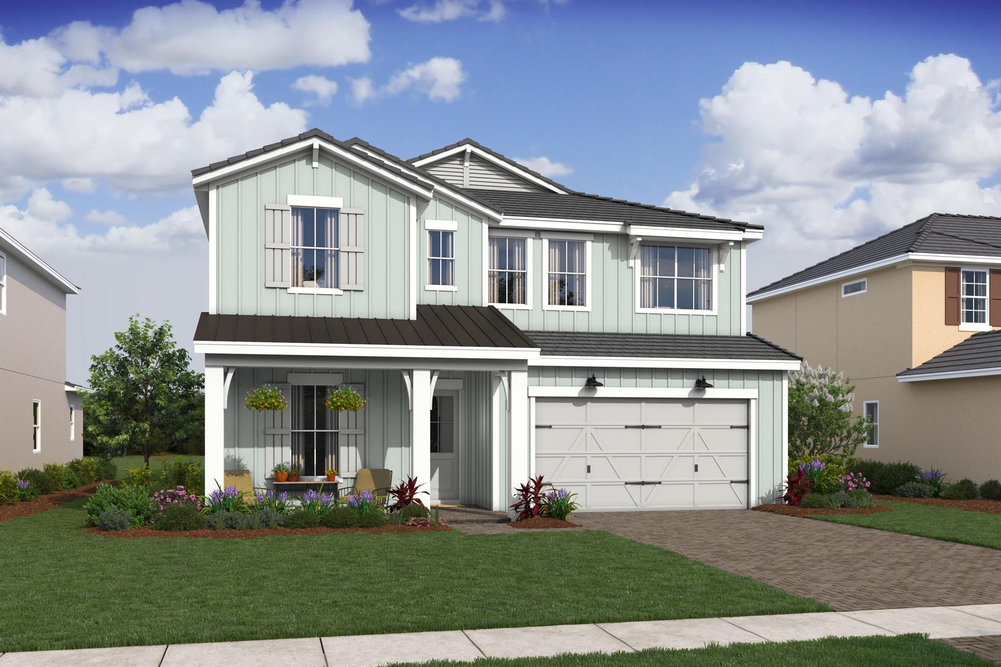 Vallejo floorplan: This spectacular waterfront home features 5 bedrooms, 4.5 bathrooms including a bedroom suite on the main floor. Curated in our designer Loft Look, the home includes white kitchen cabinets, Bosch appliances, a freestanding tub in the Primary Bathroom, and Saddlebrook plank tile throughout the main floor and a three car garage.