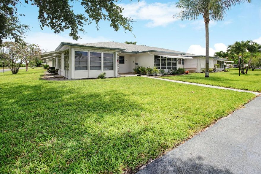 This is a prime & move-in ready villa for its excellent  & updated condition, location and reasonable HOA fees.  The extra 1/2 bath and front room (for use as an office/den/guest area) add to the overall spaciousness.  Special features include:  freshly painted interior; brand new guest bath vanity; open kitchen with breakfast bar & white cabinetry; tile floors throughout, newer AC system, newer double master bath vanity with lighting/mirror & 2 walk-in closets (one with built-in shelving) in master br.  HOA fees include water, cable & internet.  55+ Highpoint has pickleball & tennis courts, a resort-style pool and active clubhouse with activities.  No pets permitted by community.