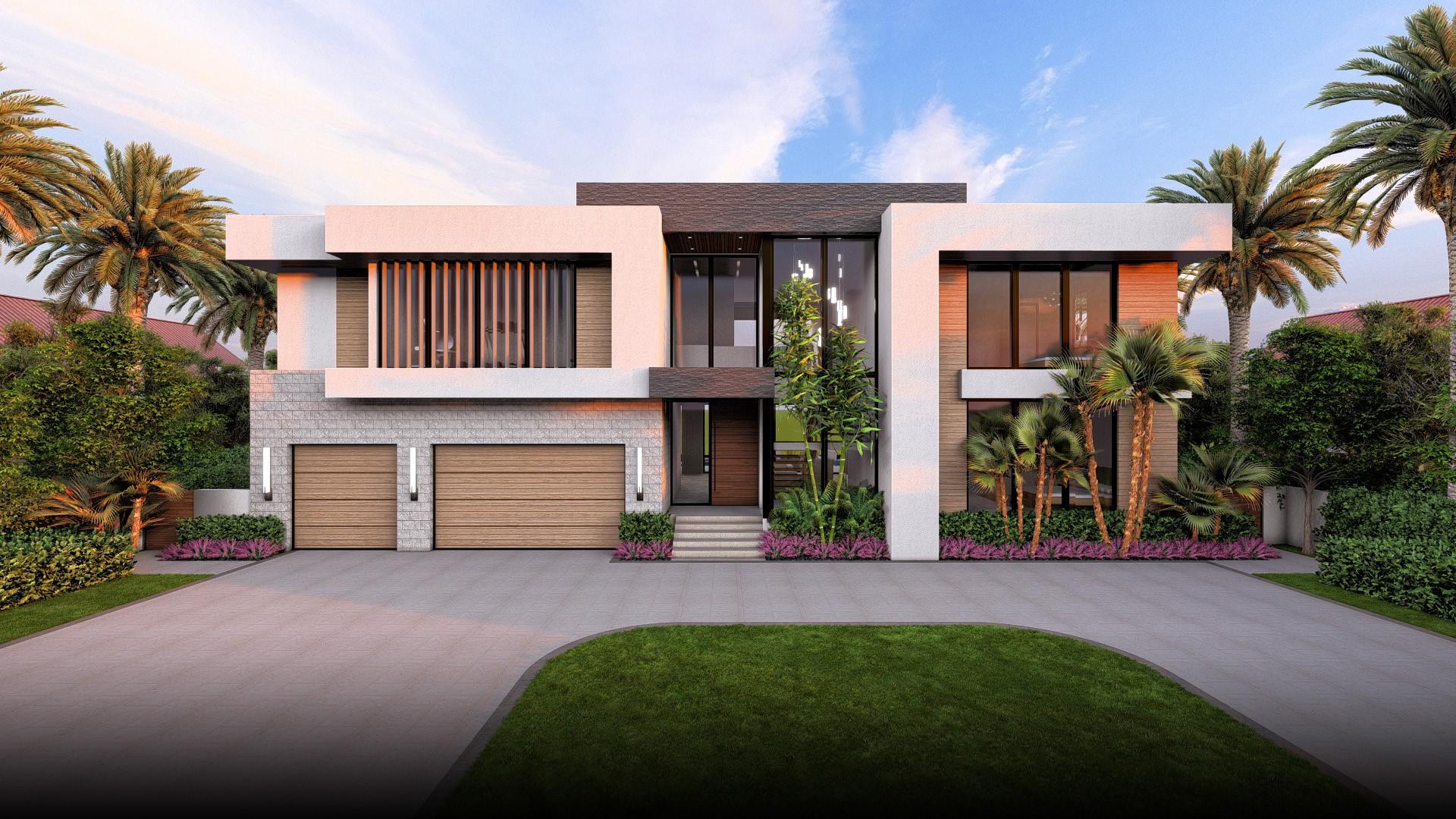 NEW CONSTRUCTION!! Super modern deep water 2 story estate. In prestigious Coral Ridge with deepwater access. Dramatic entry, 22 ft ceiling, floating staircase and open-concept great room. 3+ car air-conditioned garage with room for car lifts, gym, 1st floor chef's kitchen, club room with full bar, VIP suite, wine cellar, fireplace, commercial elevator. 2nd floor, ultra-luxurious primary suite, separate spa baths & closets, plus large flexible bonus room/bedroom. Upstairs and downstairs laundry rooms. Resort-style heated pool with spa, summer kitchen pavilion with bar seating. New concrete 100’ dock with 200 amps of power. Minutes to local dining, shopping, the beaches and in the Bayview elementary school district. Ready late 2025! All Measurements Are Approx.