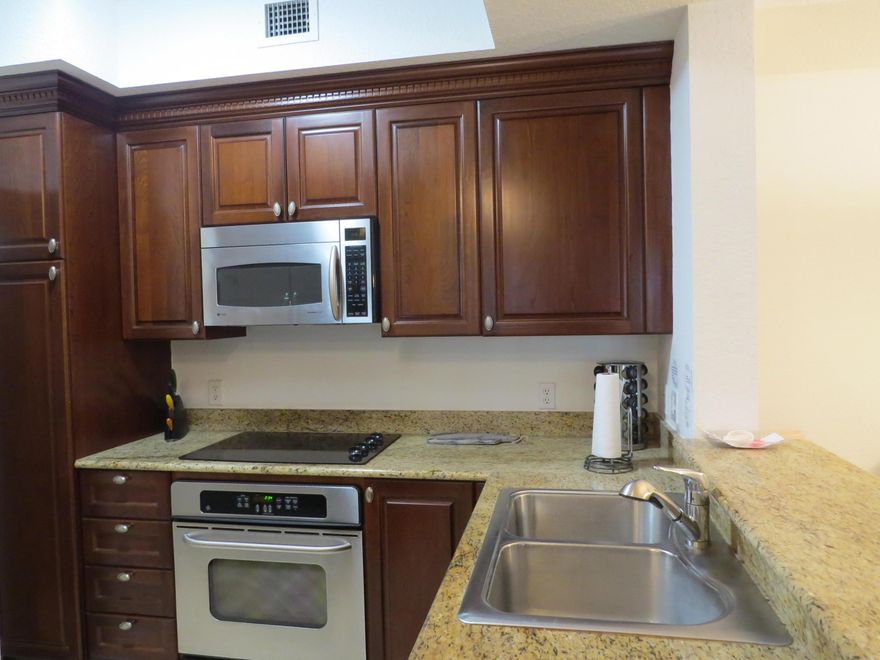 Beautiful 2 bedroom 2 bath turnkey condominium overlooking the pool in a resort like community. Move in Ready! Granite counter and stainless appliances. Washer/Dryer in unit. This condo is squeaky clean and impeccably maintained. Tenant pays electric only. Basic cable and internet, water and trash provided, AC and allergen free air filter replaced every other month by landlord.