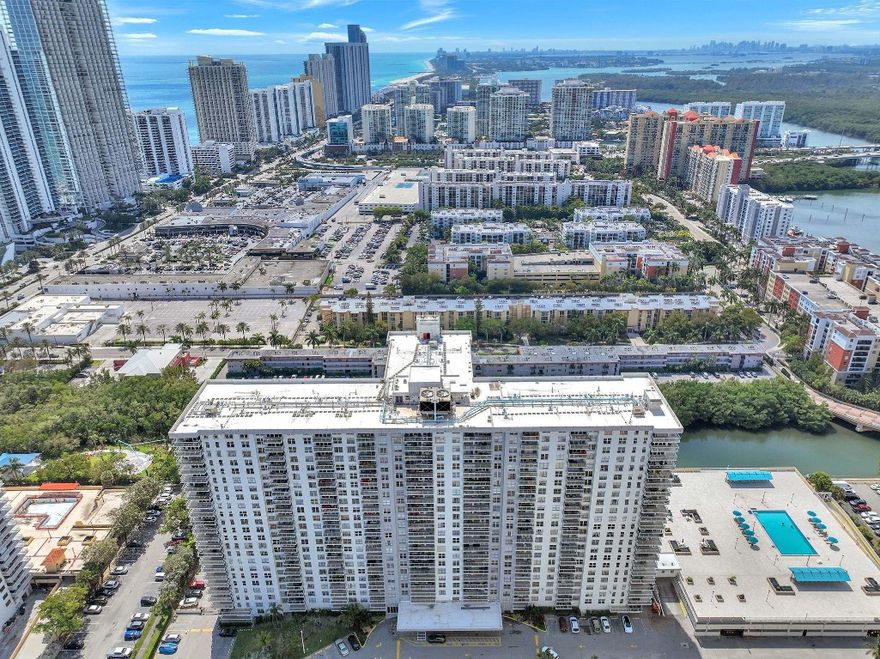 Very well kept apartment with South and East views of Sunny Isles Beach. This apartment has a split bedroom plan. Large eat in kitchen with new appliances. Huge Master Bedroom with two walk-in closets and vanity. Guest bathroom is right outside guest bedroom. Apartment has plenty of closets for storage and tile throughout.Building amenities included are a heated pool, sauna, fitness center, library & game room. Just a 3 minute walk to beach at Samson Park. Walk to many restaurants and enjoy the Sunny Isles Beach lifestyle.