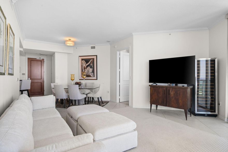 Rarely Available Sub Penthouse South East Corner Unit with Wrap Around Terrace Overlooking The Ocean, Intracoastal, and River. Perched High Above the City, this Two Bedroom Two Bath Residence Features Floor to Ceiling Glass Throughout, Soaring Ceilings, and Dramatic Views! Fully Furnished and Ready for you to Move In! The Master Suite Features King Size Bed, All New Furnishings, Ensuite Bath and Walk-In Closet. The Guest Suite is perfect for Home Office with a desk and Queen Size Murphy Bed Built-In. Great Flex Space for Modern Living.  Living and Dining Room Feature Large 6 Top Glass Table with Coral Base, Brand New Sofa and Area Rug, Tasteful Decor and Large Television. Move-In Ready! Watergarden is a Five Star Full Service Building in the Center of Las Olas Right on the Riverwalk.  One Assigned Space is included. Water, Sewer and Trash are included in the Rent.