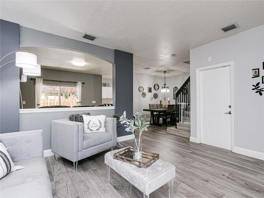 Don’t miss out on this gorgeous move-in-ready fee-simple townhome! This home has 3 beds 2.5 baths, a family room, and 1 car garage along with the most amazing, paved backyard and gazebo. The main level has wood plank tiles throughout, and the whole house is beautifully painted, with no popcorn. Newer Maytag SS appliances in the kitchen. Generous sized bedrooms, vaulted ceilings in the master bedroom Master bathroom has a roman tub, a separate shower with dual sinks, and a walk-in closet. New Maytag washer/dryer. Every electrical outlet is childproof, Decora light switches throughout. Property is located close to the Sawgrass Expwy, Sawgrass Mall, and great restaurants and more! Location, location, location Maint includes ADT alarm, pressure washing once a year, landscaping, and amenities.