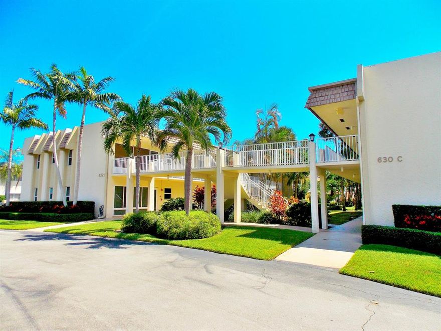 FURNISHED! Here's your winter home in Snug Harbor(55+) on the Intracoastal and close to the Beach! Unit is furnished, turn-key, and ready to move in. Swim in the waterfront pool and watch the yachts go by. Renovated kitchen and bathroom with stainless steel appliances, granite counters, and new wood cabinets. Flat screen TVs. Complete with accordion shutters. Only 1-2 blocks to Publix, and a multitude of restaurants. Great walk-ability score. Right at the causeway that connects to the beach. Fantastic location. Cook out at the pool, and enjoy your evening cocktail while watching the boats and the sunset. Low monthly fee.