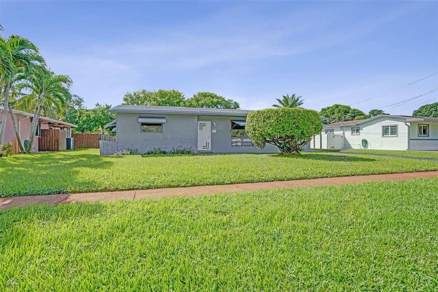 Priced to make it your own. This is a perfect flip opportunity and could be a short term rental with No HOA in the City of Plantation! Close to hospitals, highways and shopping. This home boast 3 bedrooms, 2 baths , florida room and utility room 2025 roof, beautiful large yard. The possibilities are endless, showings by appointment only.