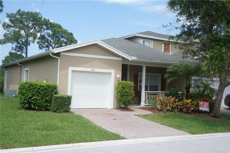 Beautiful 2Br/2Bath End unit with large lot & private Lanai facing nature preserve.  Spanish Tile in all wet areas, kitchen and hallways.  Ceiling Fans in each room. Upgraded 42" cabinets & appliances.  Adjacent to Oxbow Nature Preserve, Montessori School & St Lucie West Shopping & Beaches  Community Heated Pool, Fitness Center, Sports Field Baseball, Basketball, Soccer, Hiking, Kayak, Boat Storage & Ramp.   Low monthly HOA which includes Landscape, Painting, Roof & Insurance