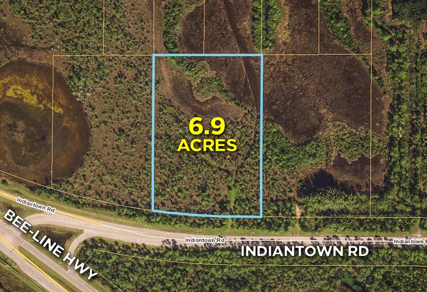 This 6.9 acre lot has an excellent location directly on Indiantown Rd (SR-706) at the Bee Line Highway (SR-710) intersection. Located in the path of progress. Currently zoned agricultural-residential with potential commercial and industrial re-zoning. Major highway expansion to four lanes completed in 2016. Owner financing available.