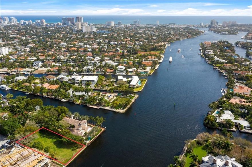 Prime oversized 20,474 SqFt waterfront lot with 100 ft directly on the intracoastal with views stunning views of the new river and downtown Fort Lauderdale. Located on the tree lined beautiful Brickell Drive in this exclusive area of Colee Hammock, build up to a 12,284 SqFt residence. This location is within walking distance of shopping and restaurants on Las Olas Blvd., Fort Lauderdale Beach and centrally located within Fort Lauderdale.