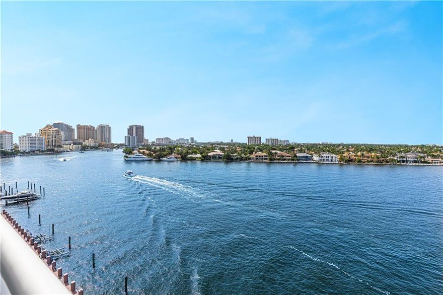 Rarely available high floor one bedroom one bath with outstanding intracoastal views. Open and bright with sunshine, water and ocean breezes off the balcony. Spacious living and dining, and open kitchen and sizeable master bedroom with ensuite bath. Just blocks from the beach, this hidden gem of a building features covered garage parking, amenities of a club-room, billiards, fitness center, heated pool, saunas, bbq grill, roof top sun deck and much more! Prime intracoastal location & a few blocks to the ocean!