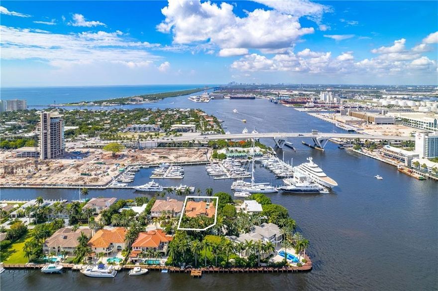 Stunning Spanish-inspired Estate in the gated & exclusive Harbor Beach community! Home is one from the point with beautiful intracoastal views. Substantially remodeled & reimagined, this home is filled with character. Features include highend finishes, formal living & diningroom, eat-in kitchen, familyroom w/bar & generous sized guest suites. Master bedroom encompasses entire 2nd floor w/bay windows, sitting area & large masterbath.  Fabulous covered outdoor entertaining space is the perfect place to take in the views and watch the mega yachts! Equipped with pool/spa, outdoor kitchen & cabana bath/sauna. Situated on almost 13,000 sq ft of land w/100' of water frontage. Just minutes to the ocean by boat. Private beach membership available. Close to Las Olas shopping/restaurants and airport.