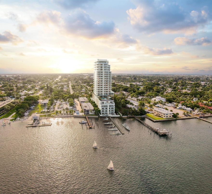 Introducing Alba Palm Beach, a boutique offering of 55 residences located directly on the intracoastal. This 18th floor 3 bedroom 3.5 bathroom residence has north east exposure awarding sweeping views of the intracoastal, Palm Beach, and the Atlantic Ocean. With just 4 residences per floor, 1801 has a private keyed elevator that enters directly into a private vestibule before entering the home. The open concept floor plan features custom Italian cabinetry and a SubZero and Wolf appliance package in the kitchen, floor-to-ceiling impact windows and sliders throughout, and a 556 SF terrace with a summer kitchen allowing for true indoor-outdoor living.
