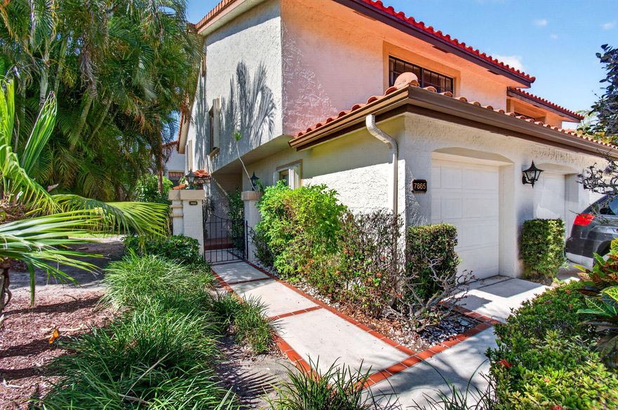 Beautifully updated end-unit townhome in sought-after La Mirada at Boca Pointe available furnished for the upcoming season at $5,500 per month or annually furnished at $5,000 per month. This spacious home features a 2-car garage and all bedrooms conveniently located upstairs. The first floor showcases gorgeous porcelain blend tile flooring, a formal dining room, and a large enclosed patio that adds valuable extra living space perfect for relaxing or entertaining. Recently painted with brand new carpeting throughout the second floor, this home is move-in ready and impeccably maintained. Enjoy the privacy of an end unit along with close proximity to the community pool.