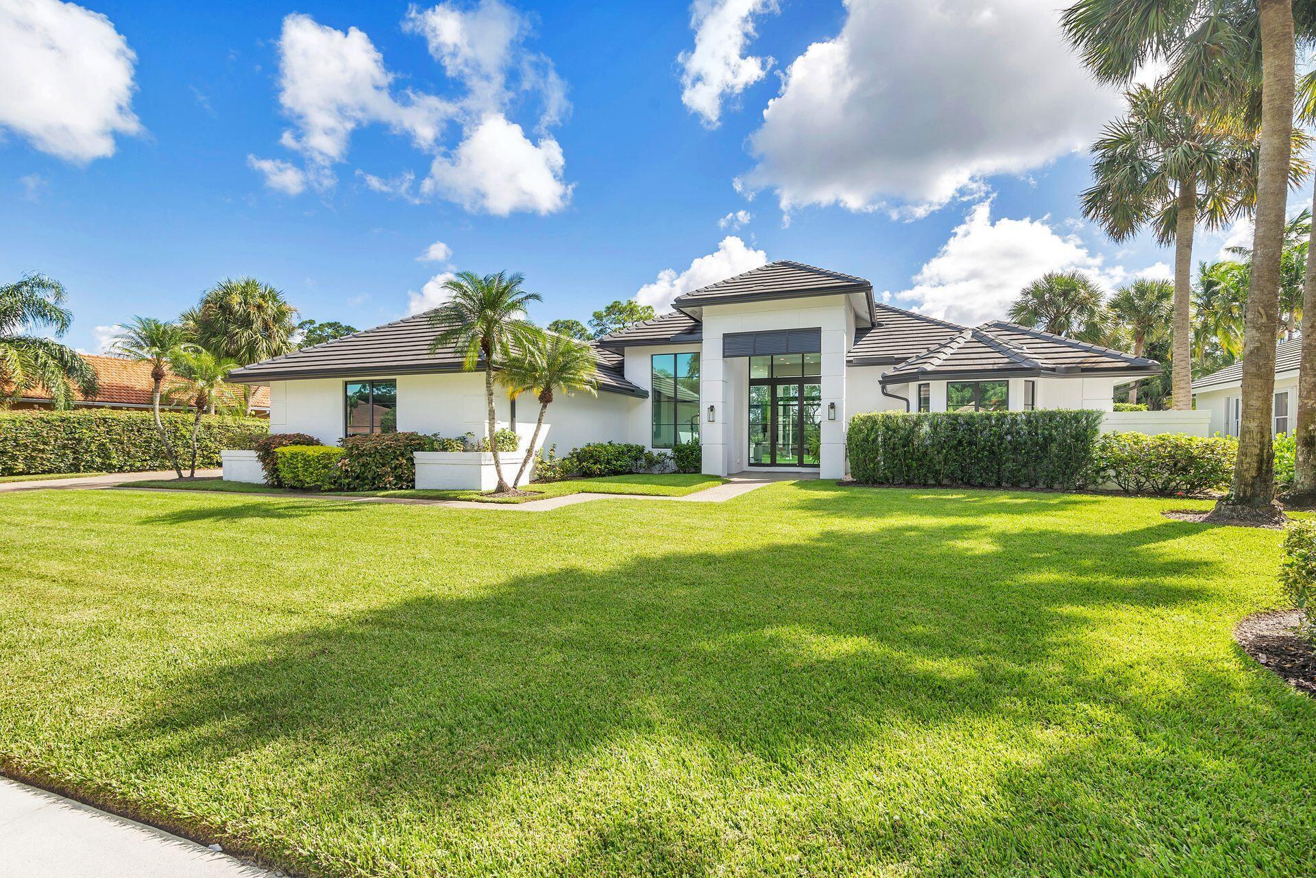 One of a kind Breakers West contemporary situated on a lush 1/2 acre property & private garden. The moment you enter this home you will be captivated by the natural light that pours in through 16ft floor to ceiling windows. This home speaks for itself in its striking beauty that simply causes you to sit down and take in every room, not wanting to leave. A rare opportunity to own this exquisite home presents itself to only the most discriminating of buyers. Two covered loggias overlook pool & garden. Features include: porcelain tile flooring throughout, hurricane impact glass, Brazilian walnut cabinetry, Thermador appliances & wet bar, 2020 roof, indoor/outdoor Sonos sound system, and high end architectural details throughout. Furniture available for purhcase
