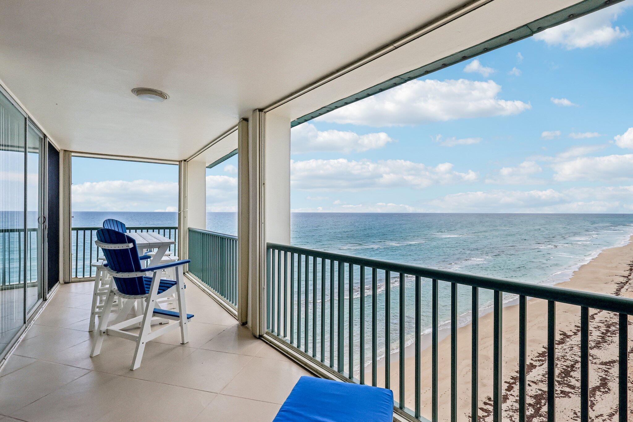 Experience breathtaking oceanfront views from this beautifully remodeled 2-bdrm, 2-ba split-plan penthouse located directly on the sand of Singer Island Beach. Situated in a charming boutique-style building with just 32 units, this residence offers panoramic ocean views from every room.The light and airy interior features a modern white kitchen with stainless steel appliances, quartz countertops, and light wood-style vinyl flooring throughout--no carpet. One bathroom is upgraded with double sinks and frameless glass shower doors for a sleek, contemporary feel. Building amenities include a recently updated community room, elegant lobby, oceanfront pool, convenient trash chute on your floor, and a common laundry room. This is the perfect seasonal escape for beach lovers. No pet building.