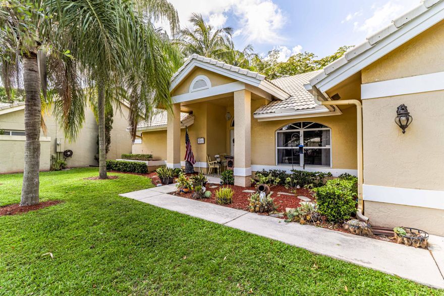 Enjoy every beautiful day in this charming pool home located in the desirable Winston Trail community. Here you'll enjoy the style and convenience of an open-concept floorplan with vaulted ceilings, ceramic tile flooring and plenty of light, bright space. Outdoors you'll find a resort-style oasis with screened terrace, expansive pool and sundeck, and privacy fenced backyard with mature landscaping. This is a perfect spot for outdoor seating, dining, recreation, and entertaining. Spacious kitchen features stainless steel appliances and roomy seated bar. Owner's suite features generous en suite bath with Roman tub and separate shower. Winston Trail is a non-equity golf course community with 24-hour security gated entrance and resort-style amenities. Golf and tennis memberships are availabl