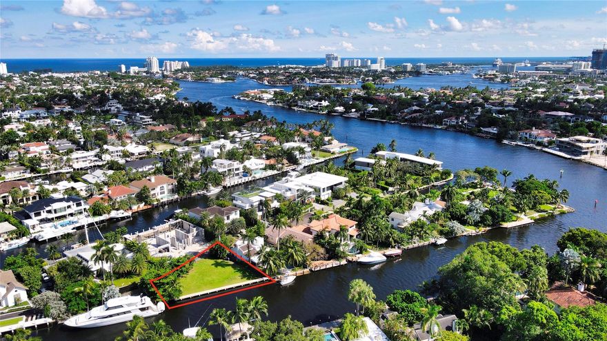 Sited on 110' +/- of deepwater on one of the most developed streets in Las Olas Isles, surrounded by beautiful new construction homes. This 8,314 +/- square foot waterfront lot presents an opportunity to create your legacy estate just off of famed Las Olas Boulevard. Boaters will enjoy only 5 foot setbacks (North & South sides), excellent dockage with immediate access to the New River, Port Everglades & Ocean, and superb waterfront dining locations without waiting for bridges. Refit with a new concrete seawall by Foulke Construction Inc., to withstand the test of time, with concrete batter piles, a solid footer & cap. Mola Avenue offers the most convenient proximity to downtown Las Olas Blvd shopping & dining, & is set on one of the widest canals in Las Olas Isles, about 125' +/- across!