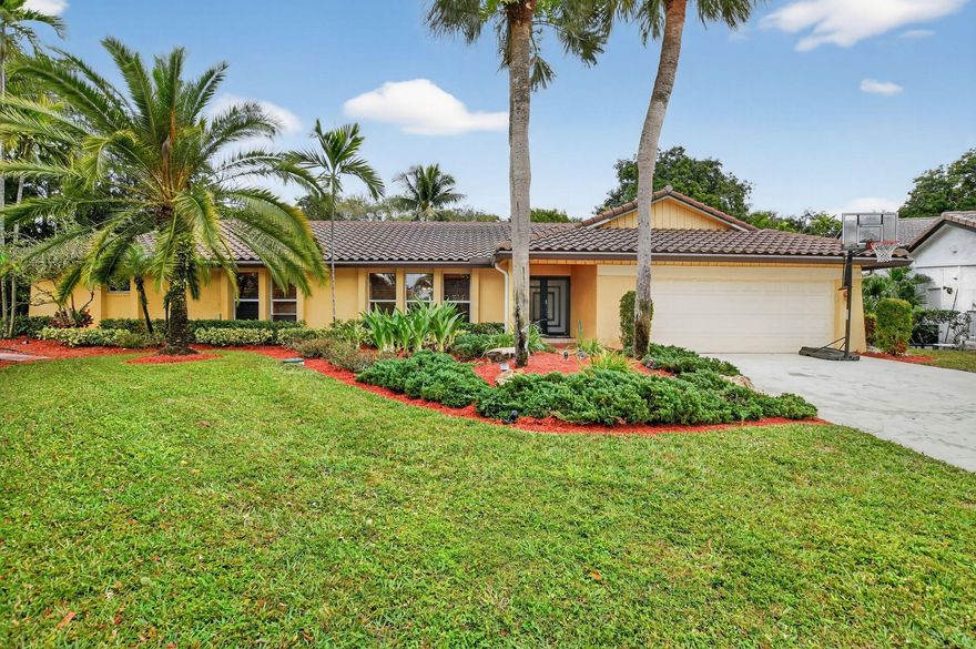 Welcome to this spacious 4-bedroom, 3-bath residence located in the highly sought-after Estancia West community, situated on one of the largest lots in all of the Estancias—a rare ½-acre property offering exceptional privacy and space. This home features an open floor plan, soaring high ceilings, and abundant natural light throughout. A true highlight of the home is the massive chef's kosher kitchen, equipped with a Thermador professional gas range, Miele built-in coffee maker, KitchenAid refrigerator, two dishwashers, two sinks, warming drawer, and a large center island, making it perfect for both everyday living and entertaining large meals. The main living area features a working fireplace, ideal for cozy winter evenings, while the full wet bar with U-Line wine fridge and ample storage makes entertaining effortless. The thoughtfully designed split floor plan offers privacy and flexibility. The large primary suite is tucked away on one side of the home and includes a spacious bedroom and bathroom ready for renovation, presenting an excellent opportunity to customize to your taste. The opposite wing features three generously sized bedrooms and two full bathrooms.
Step outside to your private backyard oasis, complete with an oversized solar-heated pool with water feature, offering the perfect setting for relaxing or entertaining in complete privacy. Spacious covered deck for outdoor dining, entertaining, or unwinding in the shade. Enjoy peace of mind with full impact glass windows and doors, a newer roof, a new water heater, 2021 AC, new electrical panel, and LED lighting throughout. Close to house of worship.