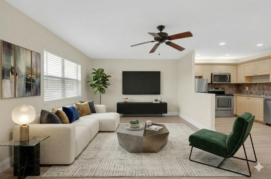 Welcome home to this beautiful waterfront villa located in the highly sought-after Valencia section! This completely move-in-ready property offers the perfect blend of relaxation and modern comfort. Wake up to tranquil water views right from your bedroom, and spend your afternoons unwinding on the private, screened-in lanai overlooking the serene lake. Inside, the home boasts beautifully updated, brand-new Luxury Vinyl Plank (LVP) flooring and tile floors in the bedroom. You will also enjoy total peace of mind with major mechanicals already taken care of, including an AC system that is just 2.5 years young and a well-maintained 7-year-old water heater. Don't miss your chance to enjoy the ultimate Florida lifestyle.  New Stainless steel appliances and new washer dryer! The Kings Point community offers a variety of amenities, including golf, tennis, indoor and outdoor pools, pickleball, a cafe, theater, and more. Courtesy shuttle bus and so much more!