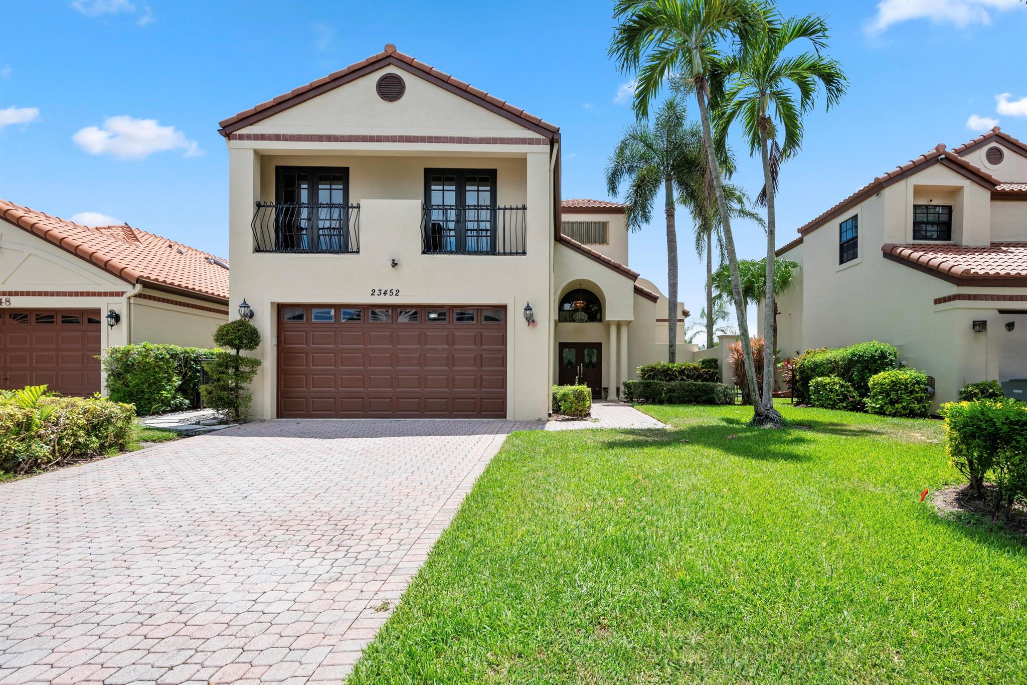 Welcome to 23452 Mirabella Circle South, an elegant waterfront oasis in sought after Boca Pointe, an optional country club community. This 3-bedroom, 2.5-bathroom home offers 2,101 square feet of stylish living space on a 7,026 square foot lot. Enjoy serene views from your private outdoor space or take a dip in the inviting heated private pool. Inside, the spacious and airy layout features a modern kitchen, complete with granite countertops and stainless steel appliances. Relax in the comfortable living areas or retreat to the generously sized bedrooms. Optional membership to the Boca Pointe Country Club is available offering full-time and seasonal social, tennis and golf options.