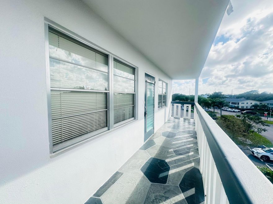 Wake up to BEAURTIFUL sunrises & tranquil LAKE VIEWS from this CORNER 2 bdrm, 2 bath 4th fl condo. This bright residence offers ceiling fans in every rm, mirrored liv rm wall & an encl patio w/plexiglass windows & hurricane accordion shutters for added security.  The original kit & baths provide a wonderful opportunity to design the space exactly to your taste. Brand-new roof on the bldg & just a short walk to the pool $ clubhouse. Fantastic location & a great chance to create your dream home.