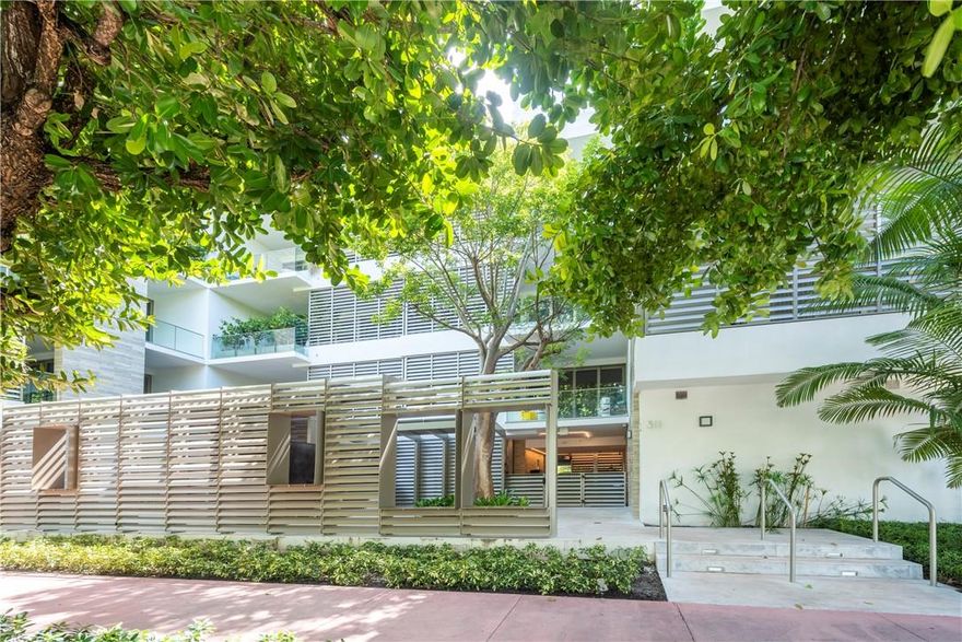 South of Fifth luxury living at its finest in this exclusive boutique building. Newly constructed only 12 units, one of architect Rene Gonzalez most beautiful modern residential structures on a picturesque tree-lined street. A beautiful private home with views gazing out amongst lush green treetops in a truly residential neighborhood; conveniently steps away from world class restaurants, shopping, beaches and schools. This penthouse residence features an open floor plan with great living space, triple split bedrooms ensuite baths & top-of-line finishes throughout. Two beautiful outdoor spaces feature fully covered terraces with an abundance of seating becoming an extension of your living room by way of floor to ceiling impact glass slide and stack doors - truly inviting the outside in.