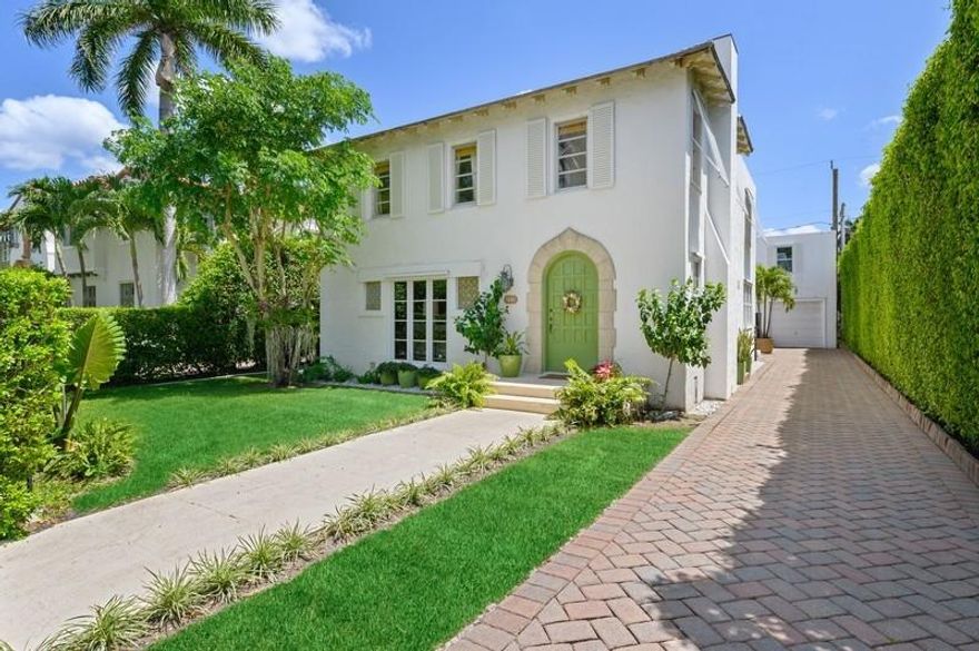 In-Town Mediterranean, built in 1924, lovingly maintained through the years, and stands as an example of the rich architectural inheritance from our past. Located on one of Palm Beaches most desirable streets, this home offers 3 BR/2.5 BA in the main house and includes a separate 1 BR/ 1BA guest quarters above the 2 car garage. Main house has large open living spaces, well proportioned rooms, and lots of natural light. Includes a private beach access/direct access to bike bath and the Intracoastal.
