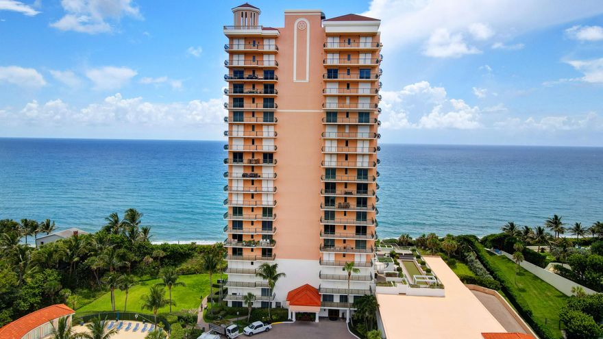 SURROUNDED BY WATER, enjoy 3483 sq.ft. of living area, plus 900 sq.ft. within three separate large terraces on all sides of the entire north end of the building. This beautiful condo has 3 bedrooms, 4.1 baths, plus a separate den, everything has been redone to perfection. The spacious Master Bedroom offers a private ocean front terrace with his & her bathrooms, vanities and walk-in closets, plus a large walk-through shared shower. Beautiful cream marble floors, impact glass windows throughout ,9-foot ceilings, electronic shades are just a few of the benefits you will appreciate. The opened gourmet kitchen features all top line appliances, quartz countertops and a large island with direct ocean views.