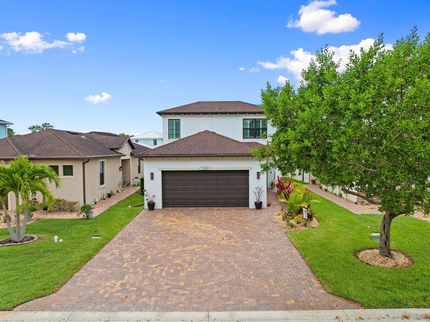 Fall in love with this perfect family home. This 3 bed, 3 bath, 2-car garage pool home is located in the highly sought-after gated community of Visconti. This light-filled home offers the open concept layout everyone desires, with a gourmet kitchen featuring custom 42'' cabinets with crown molding, soft-close drawers, a large pantry, quartz countertops, stainless steel appliances, and an oversized island with deep sink--perfect for entertaining. The luxurious primary suite boasts tray ceilings, a spacious walk-in closet, and a spa-like bath with dual vanities and a walk-in shower. Upstairs, a private bonus bedroom with full bath. Enjoy upgrades galore: impact glass, plantation shutters, designer lighting, crown molding, and an extended paver driveway.