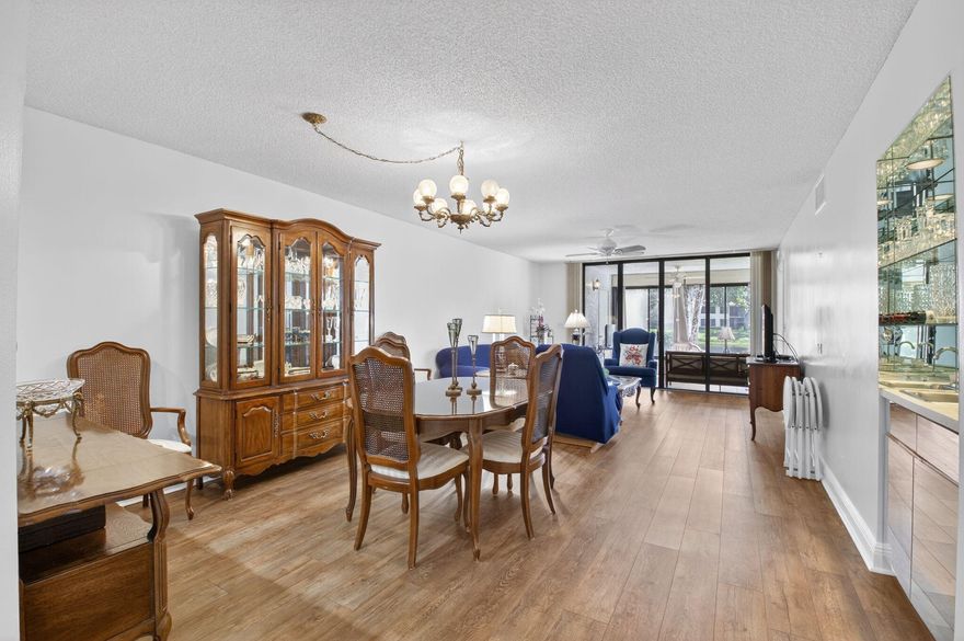 beautiful 2 bedroom 2 bath condo with tranquil lake and golf views on first floor and walking distance to main club house and all the amenities. 2 championship golf courses voted the best golf courses in Palm Beach  County by the Palm Beach Post 2025, new tennis facilities with 8 pickleball
courts,19 tennis courts, state of the art fitness center, renown dining facilities, card rooms and much more.