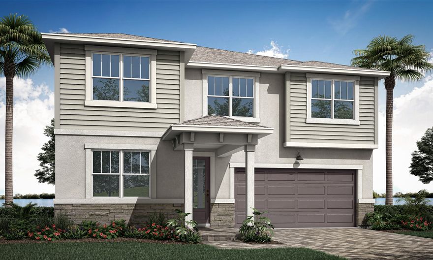 The Shenandoah is a 2,582 sq. ft. 2-story home that offers 4 bedrooms, 2.5 baths and a 2-car garage. The first floor of this home features a welcoming foyer with a beautiful flex room that can be used as a game room, office or play room along with a convenient powder bath. The kitchen is open to the Great Room and dining room, and the covered lanai extends the living outdoors. The second floor features 3 secondary bedrooms that share a full bath with double sinks, along with the convenience of the laundry room. The owner's suite is a relaxing retreat with a private bath and a walk-in closet.