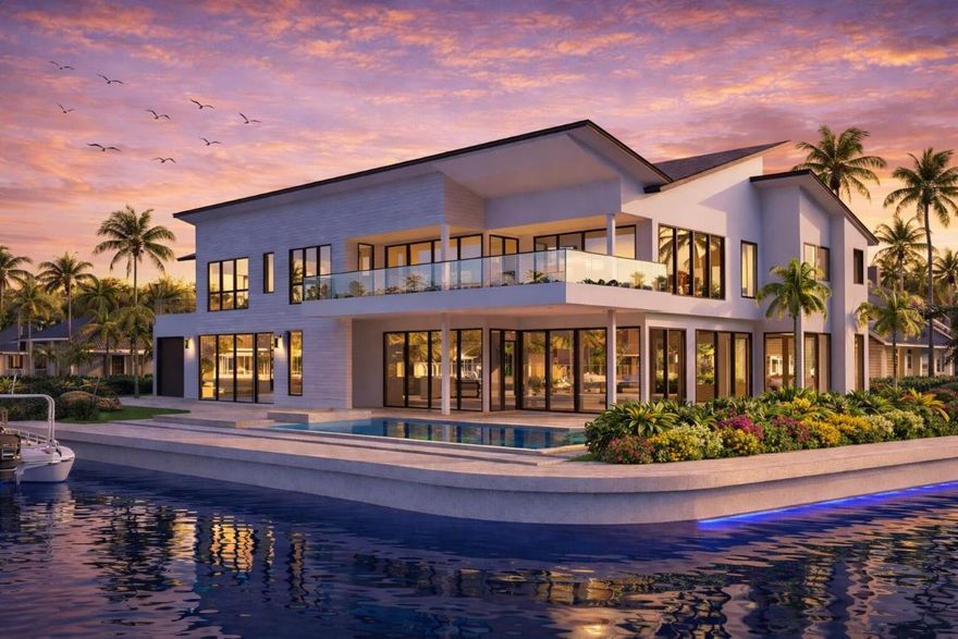 Anticipated for completion in Spring 2028, this modern farmhouse waterfront estate will command approximately 300 feet of premier deepwater frontage, offering a rare scale and setting along the water. Fully approved architectural and structural plans are already in place, with the site prepared for demolition to make way for a thoughtfully designed, legacy-level residence.

A welcoming double-door entry sets the tone, opening into expansive, light-filled interiors defined by soaring ceilings and walls of floor-to-ceiling glass. Natural materials, clean lines, and warm architectural detailing blend contemporary sophistication with timeless farmhouse character. Every principal living space is oriented to capture uninterrupted water views, creating a seamless connection between indoors and out.

The residence is fully integrated with state-of-the-art smart home automation, extending to the garage and service areas for effortless control of climate, lighting, security, and utilitiesdelivering modern convenience without compromising the home's organic aesthetic.

At the heart of the home, the chef's kitchen pairs refined farmhouse design with professional performance. Outfitted with Sub-Zero and Wolf appliances, a gas range, custom cabinetry, and generous prep and gathering spaces, it is equally suited for everyday living and large-scale entertaining.

The primary suite serves as a private waterfront retreat, featuring spa-inspired baths, dual walk-in wardrobes, separate water closets, and a bespoke makeup vanity. A private balcony overlooking the water completes the suite, offering a tranquil vantage point to begin and end the day.

Outdoors, the estate transforms into a true resort-style sanctuary. A custom pool anchors the waterfront setting, framed by expansive covered lanais designed for lounging and entertaining. A fully equipped summer kitchen, fire pit, and convenient cabana bath elevate the outdoor experience, while the extraordinary 300 feet of waterfront provides unmatched privacy, presence, and boating potential.

This modern farmhouse estate represents a rare opportunity to secure scale, approvals, and deepwater frontagedelivering a refined yet relaxed waterfront lifestyle on a truly exceptional canvas.