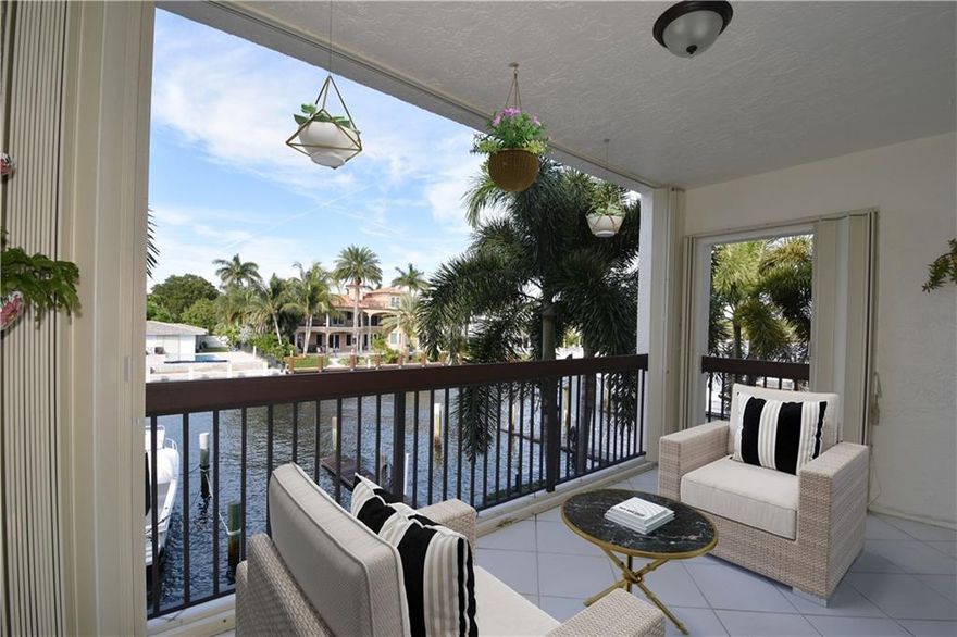 BRING YOUR 42 FT BOAT & enjoy this beautiful spacious residence with wonderful Intracoastal and canal views in prestigious Coral Ridge. This home has a large updated eat-in kitchen with newer stainless steel appliances. Condo has over sized rooms & walk-in closets. Ideal for boating, no fixed bridges & seconds to the Intracoastal. Hurricane accordion shutters. Washer & Dryer in the unit. Large balcony for entertaining/barbeque. Pet friendly. PRIVATE DEEDED ASSIGNED DOCK SPACE WITH NO EXTRA FEE. Bayview Elementary school area. Building updated: recently painted & new heated pool. Close to the beach, Publix, Galleria Mall and Birch State Park.