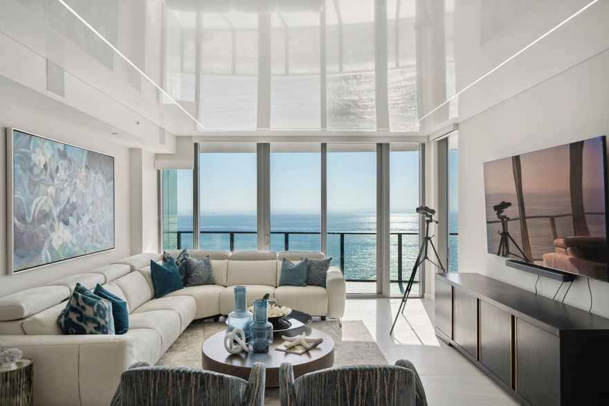 Premium south east corner residence bespoke touches throughout. Large open flow through floor plan of 3bedrooms 3.5 bathrooms + den, with floor to ceiling glass doors. Oversized ocean & sunset glass balconies with balcony access from every room. Italian kitchen cabinetry, porcelain countertops, Sub-Zero appliances, gas range,steam oven, and espresso machine. Custom stretched ceilings with integrated LED lighting, electric blinds, and builtins. Resort amenities: east and west pools, spa treatment rooms, state of the art gym, screening room, club roomwith catering kitchen, bbq areas, gardens, pavilions, cabanas, breakfast cafe, residents concierge, 24/7 valet. Petfriendly. Close to waterfront dining, boat club, Hillsboro Inlet and the best Pompano Beach has to offer