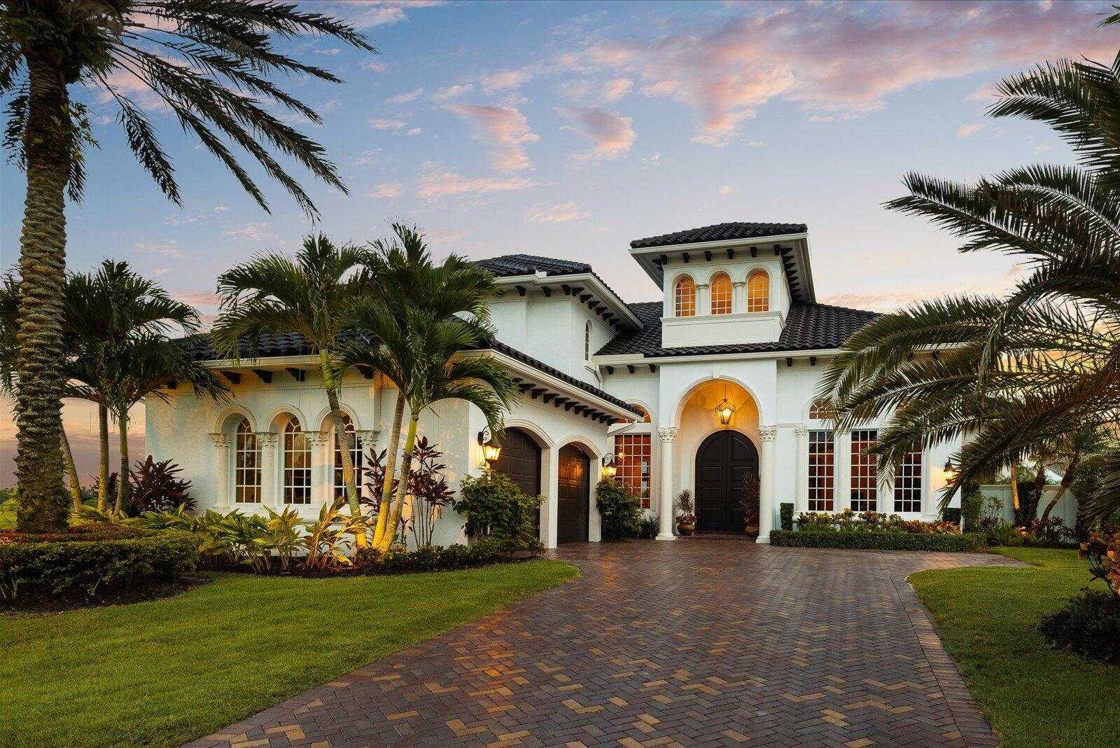 Exquisite Spanish Revival two-story home with long views of flowing freshwater creeks, preserve, & future golf course awaits you. Custom-designed & lovingly built, this home features hand-laid marble floors, 16 ft to 22 ft high ceilings, wide wood molding, a fireplace, a wet bar, & tall transom windows. The kitchen features a chef's island, breakfast bar, & top-quality appliances. The family room has a triple tray ceiling and features sliding storm-proof glass doors that open onto the patio and pool with a spa. The primary bedroom features a tray ceiling, six tall windows with custom arches, and detailed closets. The Primary bath features a spa tub, double vanities, and a roll-in shower that overlooks a walled privacy garden. The 2nd-floor guest suites feature private baths.