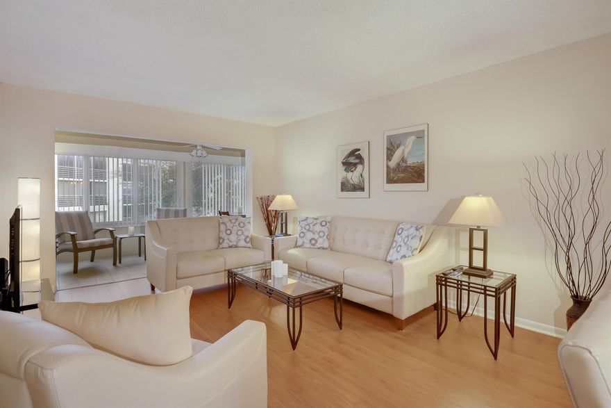 WELCOME TO THIS SPARKLING, ATTRACTIVE CONDO WITH EXPANDED LIVING AREA.  WELL MAINTAINED, THIS CONDO FEATURES NEWLY INSTALLED IMPACT SLIDER WINDOWS IN THE FLORIDA ROOM , UPDATED THERMOPANE WINDOWS IN THE KITCHEN & GUEST BEDROOM (PROTECTED WITH HURRICANE SHUTTERS), UPDATED KITCHEN CABINETRY & APPLIANCES,WASHER/DRYER, BTH VANITIES & MASTER BTH SHOWER.  CONVENIENTLY LOCATED WITH THE SATELLITE POOL CLOSEBY & AN ADDITIONAL POOL AT THE CLUBHOUSE .  AVAILABLE FURNISHED AS SHOWN WITH A FEW EXCEPTIONS.  POINCIANA LAKES A/K/A SPRING LAKES IS A SMALL, WELL MAINTAINED COMMUNITY THAT IS AGE RESTRICTED 55+.  SELLERS CANNOT VACATE UNTIL 3/1/24, WELL WORTH THE WAIT!