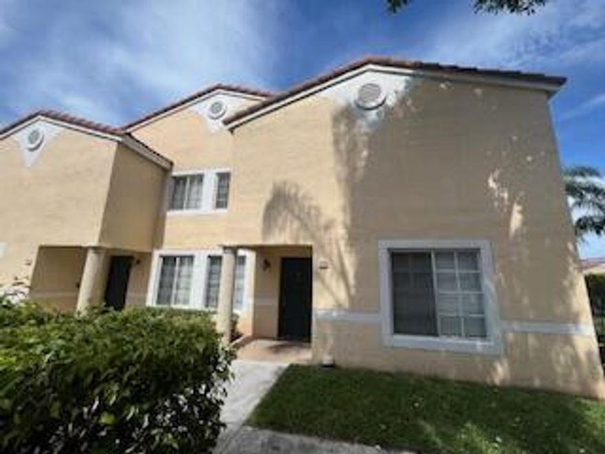 Rarely available 2 level, 3 b.r. with 1/2 bath downstairs & large floorplan.  Just renovated with new features including: granite counters & sink in kitchen; fresh carpet; light fixtures throughout; blinds; neutral modern color wall paint that coordinates with carpet.  Full size washer & dryer are in a dedicated closet space with shelves. Water included in rent. Milano is perfectly and centrally located in WPB and surrounded by convenient shopping & dining. Community is electronically gated with a clubhouse & pool.