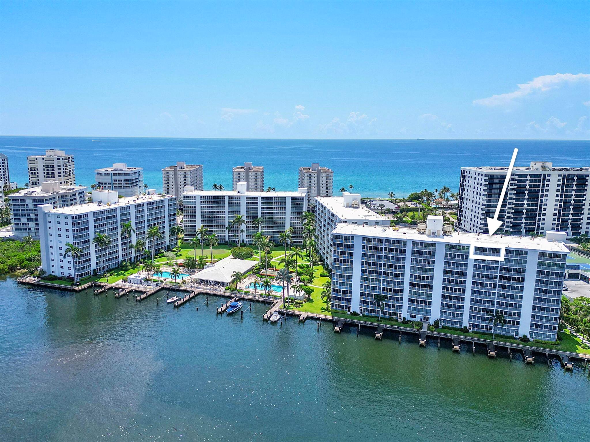Seagate of Highland is Ensconced on a Barrier Island in the Exclusive Town of Highland Beach.Rare opportunity to purchase a 10th Floor Penthouse unit with Unobstructed Direct INTERCOASTAL VIEWS & Views of the OCEA. Breathtaking 2 Bedroom 2 Bath Penthouse Residence Directly on the INTERCOASTAL. Private and Quiet. Enjoy the serenity of having NO NEIGHBORS ABOVE YOU! ! Brand New Roof! This property is situated on the Top 10th Floor with the Perfect Elevation to enjoy WIDE UNOBSTRUCTED INTERCOASTAL VIEWS. Serenity and Privacy awaits you! This property includes, Full Hurricane Impact Windows and Balcony Sliders, Covered Parking & Newer AC. Seagate of Highland Beach features affordable luxurious amenities. This includes, private deeded BEACH ACCESS